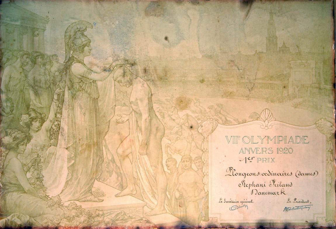 Stefanie Fryland Clausen - Olympic Certificate - 1920 - Antwerp - Belgium